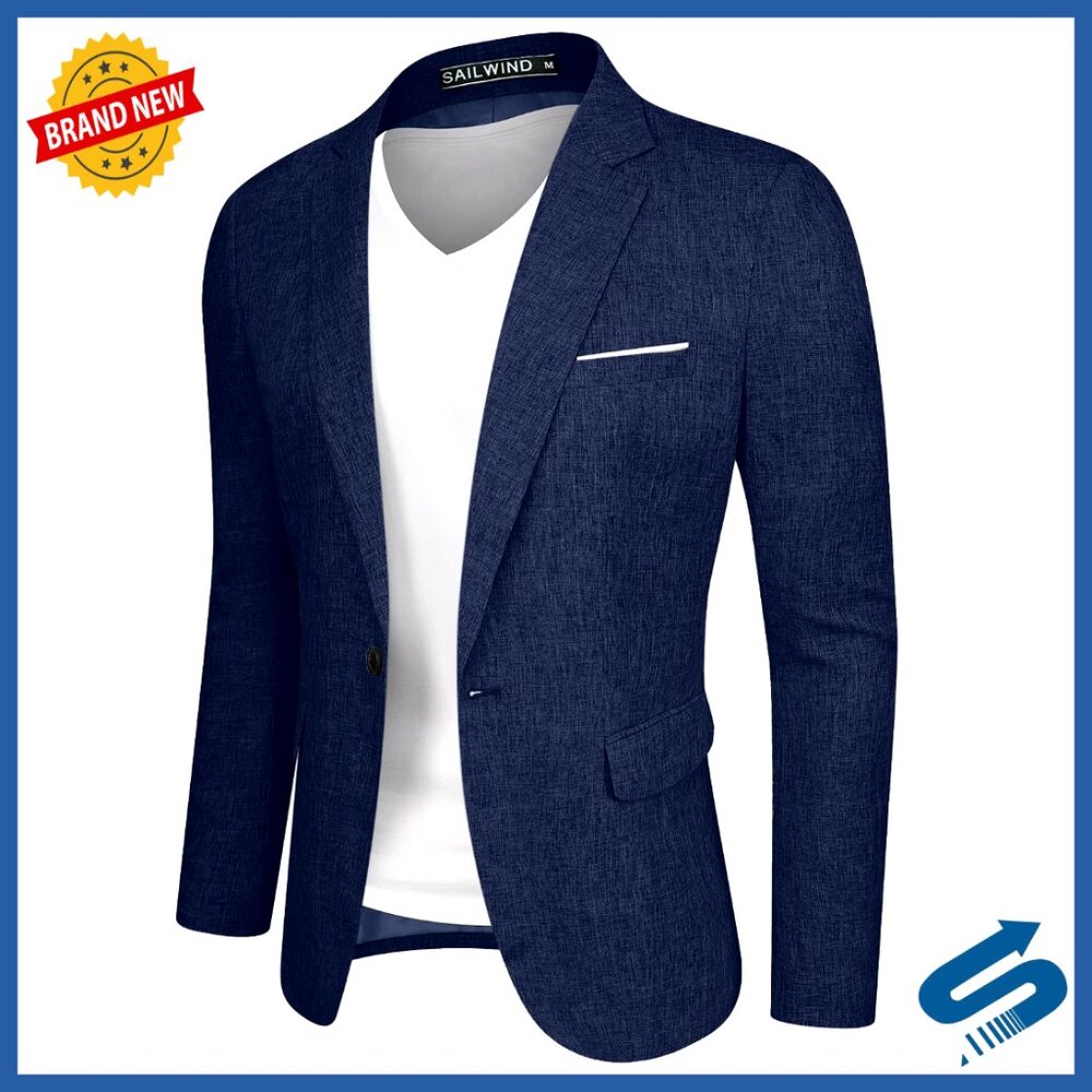 Lightweight Polyester Blend Blazer, One Button Sp… - image 1